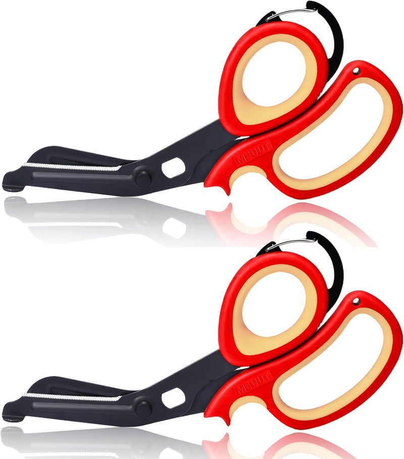 MEUUT 2 Pack Medical Scissors Trauma Shears with Carabiner design for left and right hand, 7.5" Fluoride Coated Non-stick Blades Bandage Scissor for Nurses, EMT, Household, outdoors - Image 1